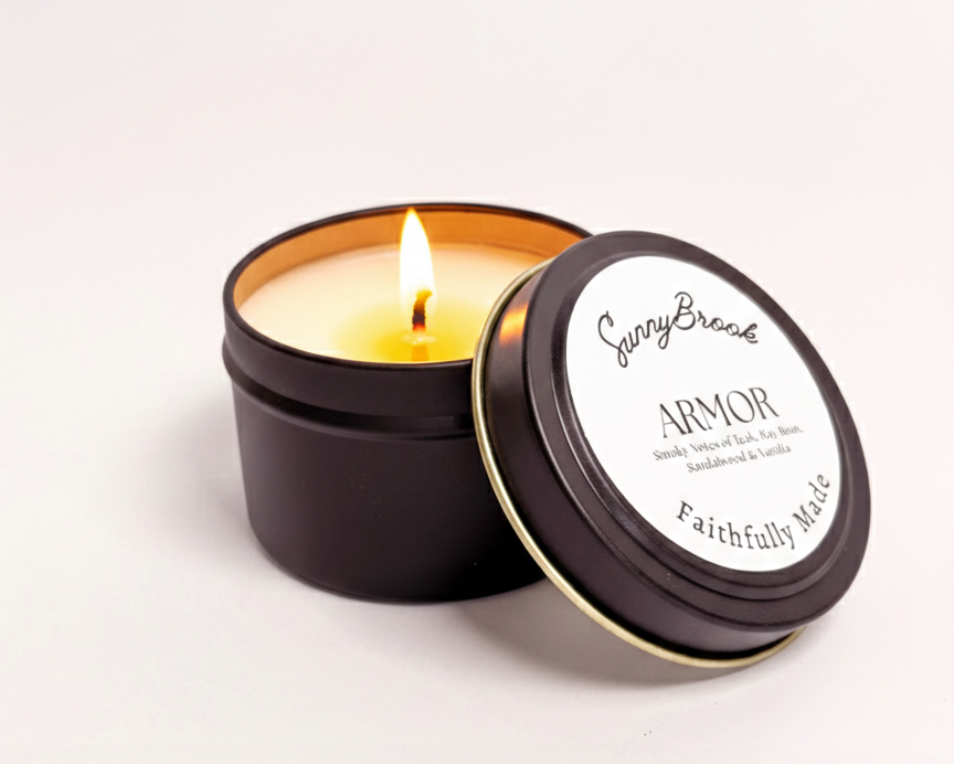 SunnyBrook Armor Wood Wick Candle 4 oz 