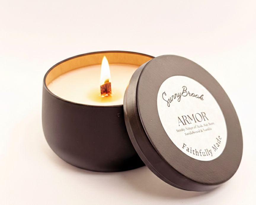 SunnyBrook Armor Wood Wick Candle 8 oz