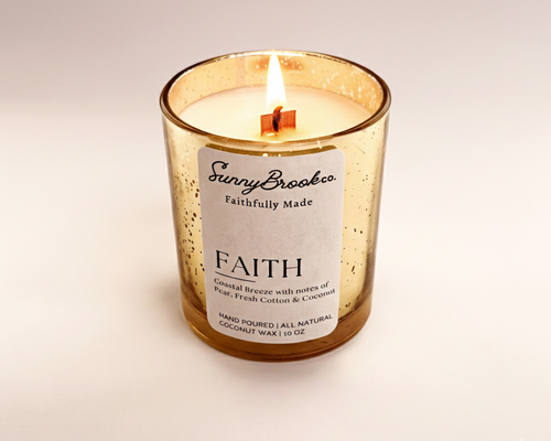 SunnyBrook Faith Wood Wick Candle 10z