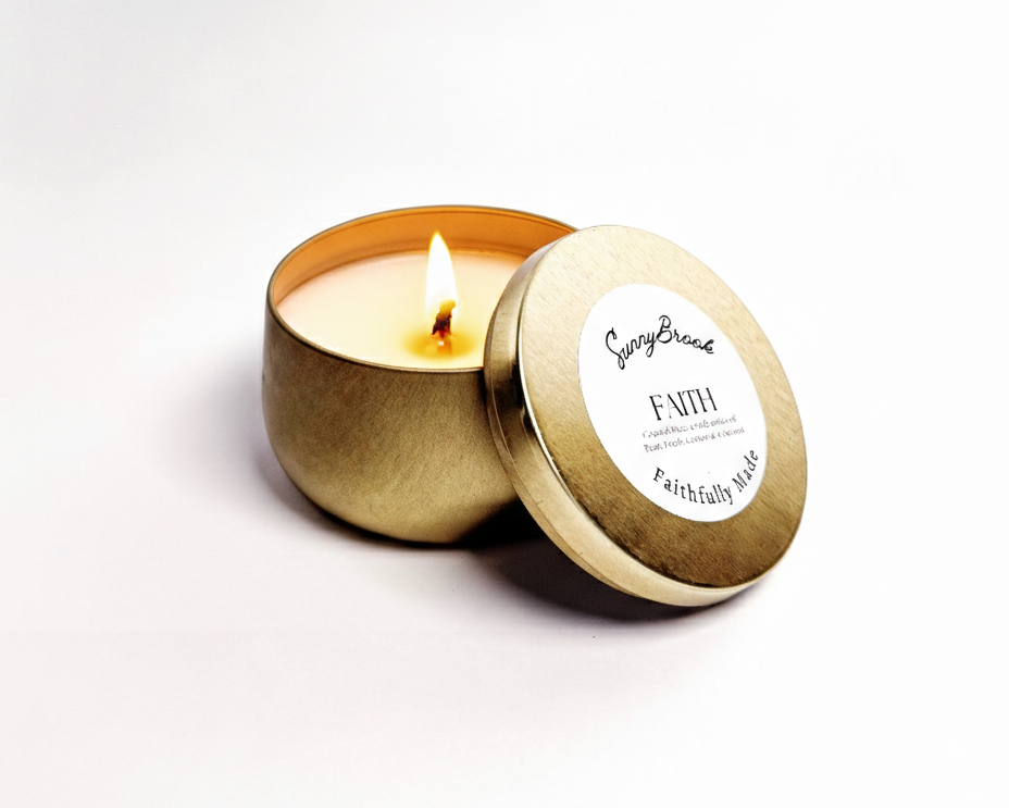 SunnyBrook Faith Wood Wick Candle 8 oz